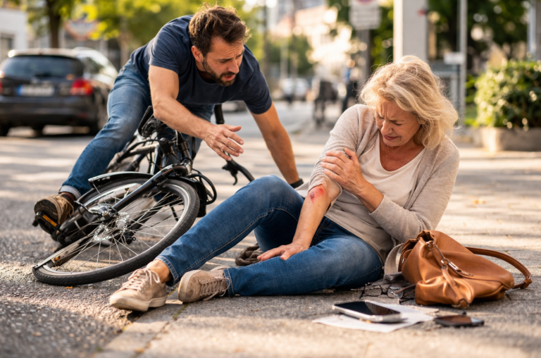 Ein Unfall zwischen Radfahrer und Fußgänger ist schnell passiert. Und kann für den Verursacher teuer werden.
